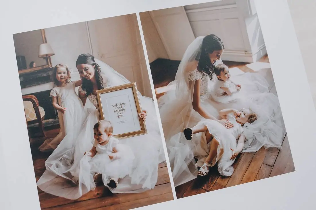 The bride with two little girls