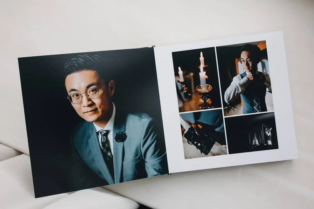 The groom’s portrait and details